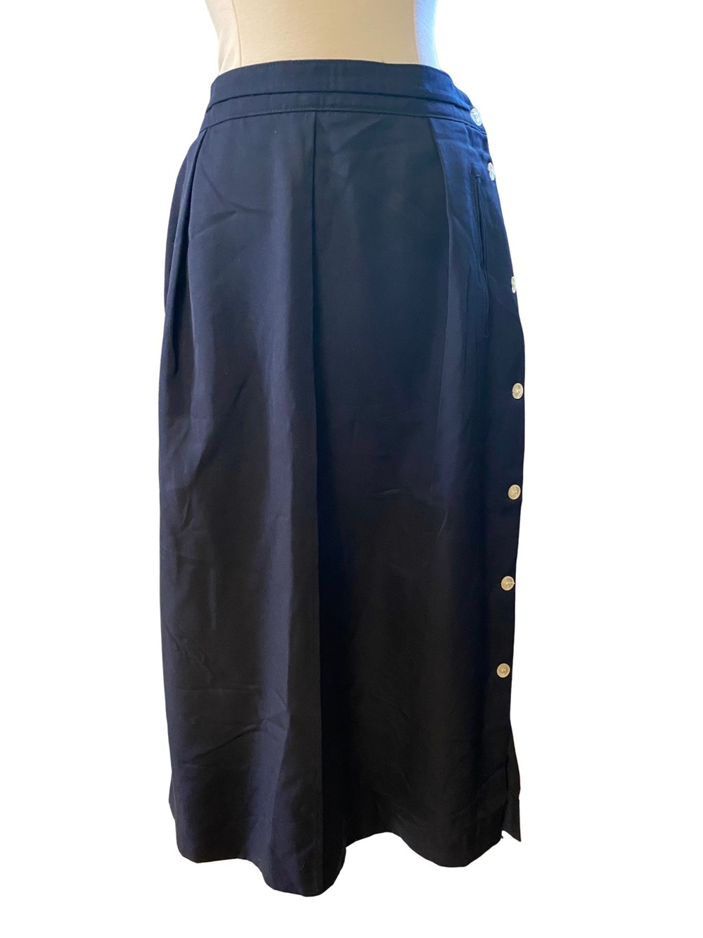 Vintage ALFRED SUNG Navy Midi skirt made in Canada